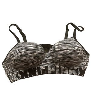 PINK Victoria’s secret cool & comfy wireless black/white t shirt bra size medium